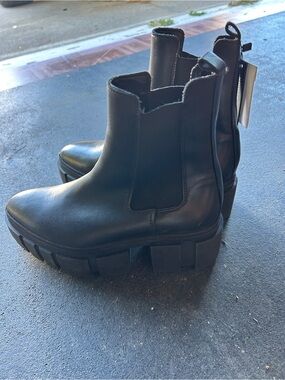 Mango Black Chunky Platform Chelsea Boots